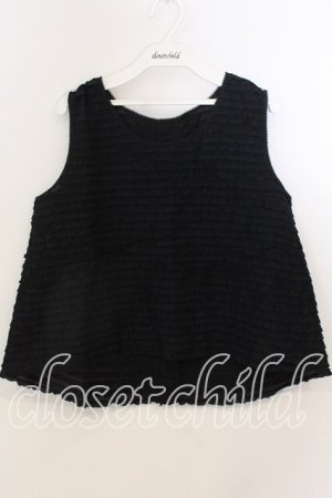 画像: KANEKO ISAO / ピコフリル段々ノースリーブブラウス  クロ O-25-12-19-051-EL-TO-OW-OS