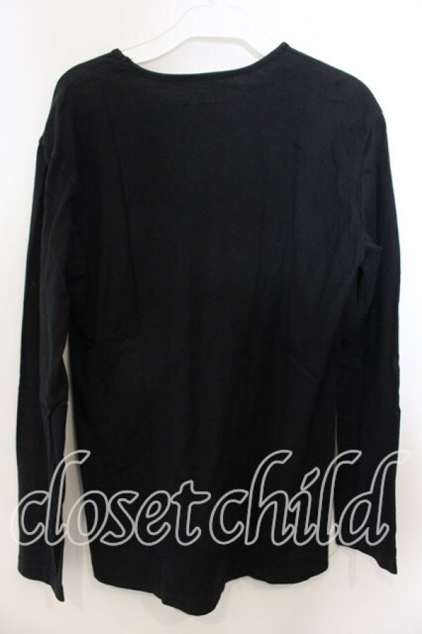 画像2: KANEKO ISAO / ロゴ鈴蘭カットソー  クロ O-25-12-19-053-EL-TO-OW-OS (2)