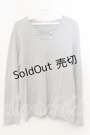 画像: INGEBORG / チェックリボン使いカットソー M グレー O-25-12-19-054-LO-TO-OW-OS