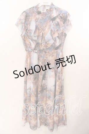 画像: axes femme Nostalgie / 天使柄シャーリングワンピース F ブルー系 O-25-12-19-006-LO-OP-OW-OS