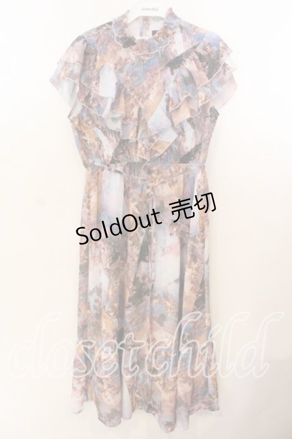 画像1: axes femme Nostalgie / 天使柄シャーリングワンピース F ブルー系 O-25-12-19-006-LO-OP-OW-OS (1)