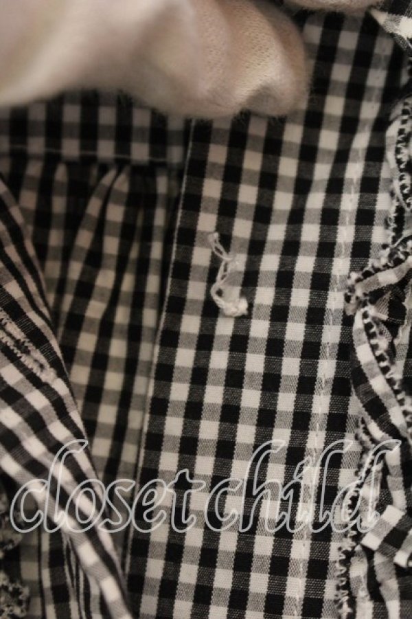 画像2: PINK HOUSE / ピコフリル使いギンガムチェックシャツワンピース  クロ O-25-12-19-055-LO-OP-OW-OS (2)