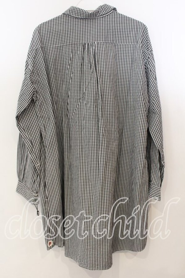 画像3: PINK HOUSE / ピコフリル使いギンガムチェックシャツワンピース  クロ O-25-12-19-055-LO-OP-OW-OS (3)