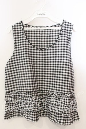 画像: WONDERFUL WORLD / 裾フリル使いノースリーブブラウス  クロ O-25-12-19-056-LO-BL-OW-OS