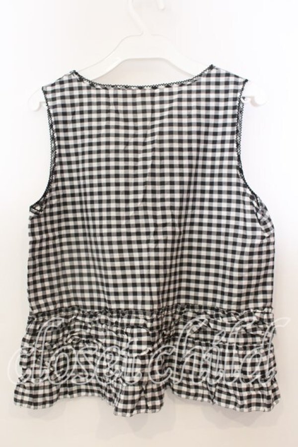 画像2: WONDERFUL WORLD / 裾フリル使いノースリーブブラウス  クロ O-25-12-19-056-LO-BL-OW-OS (2)