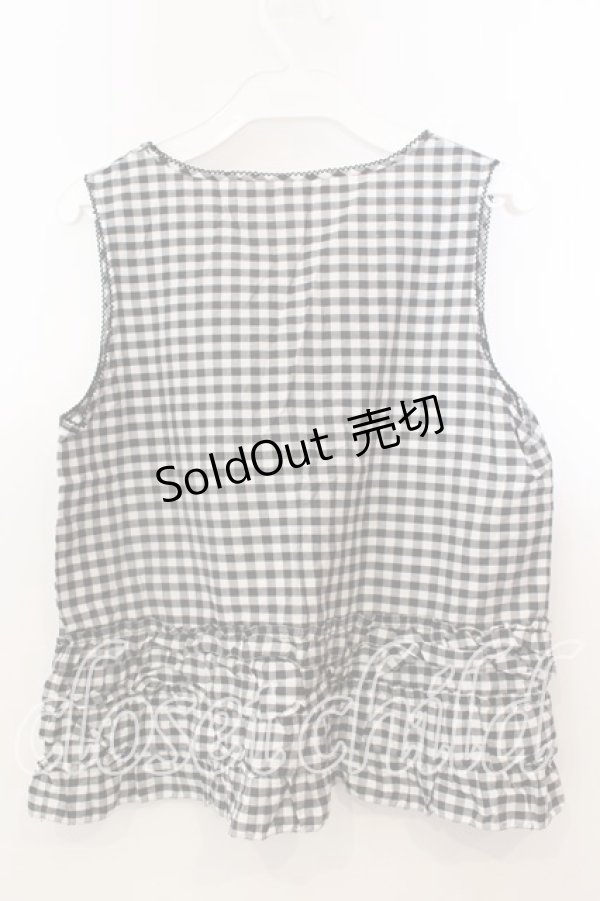 画像2: WONDERFUL WORLD / 裾フリル使いノースリーブブラウス  クロ O-25-12-19-056-LO-BL-OW-ZT490 (2)