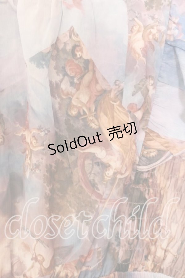 画像2: axes femme Nostalgie / 天使柄シャーリングワンピース F ブルー系 O-25-12-19-006-LO-OP-OW-OS (2)