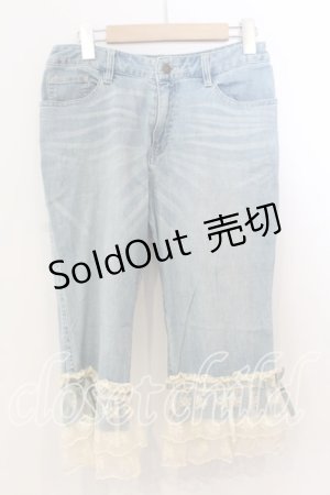 画像: PINK HOUSE / 裾レースデニムパンツ M ブルー O-25-12-19-060-LO-PA-OW-OS