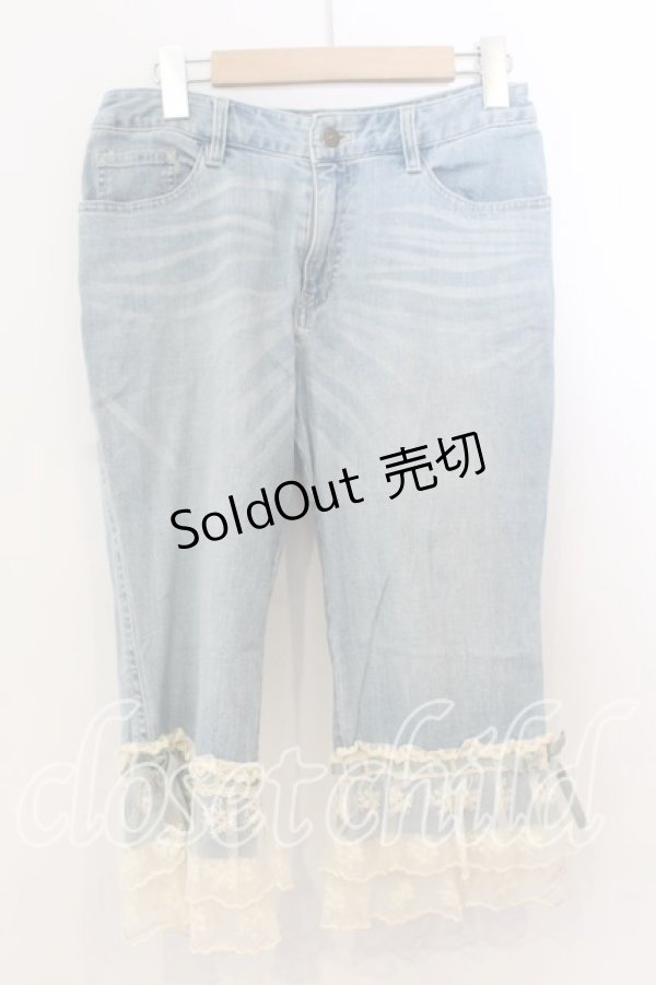 画像1: PINK HOUSE / 裾レースデニムパンツ M ブルー O-25-12-19-060-LO-PA-OW-OS (1)