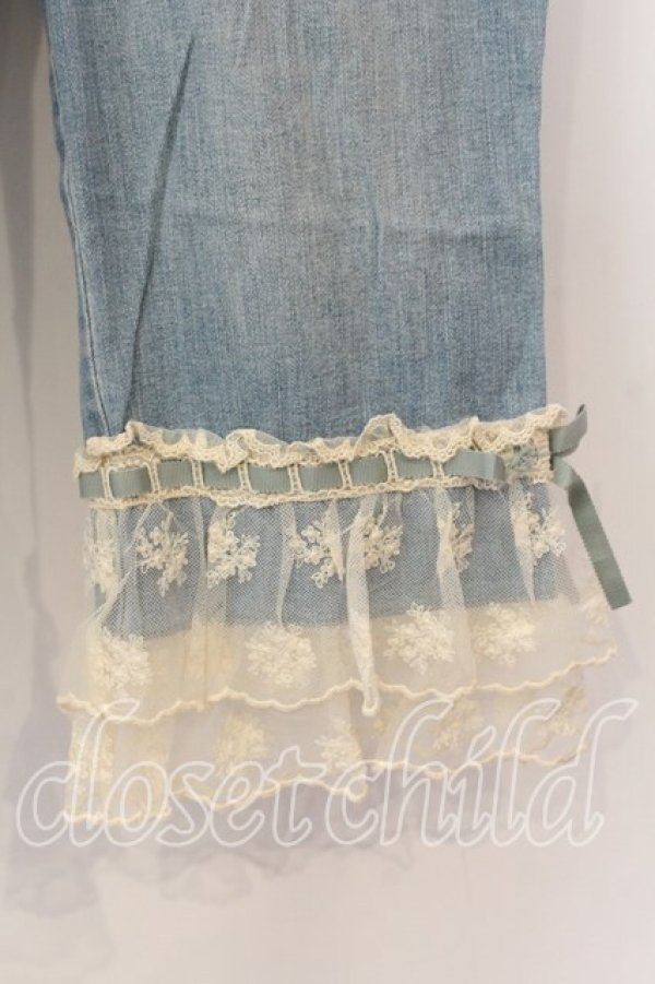 画像2: PINK HOUSE / 裾レースデニムパンツ M ブルー O-25-12-19-060-LO-PA-OW-OS (2)