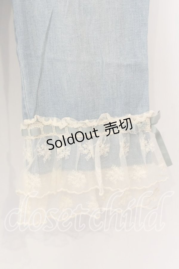 画像2: PINK HOUSE / 裾レースデニムパンツ M ブルー O-25-12-19-060-LO-PA-OW-OS (2)