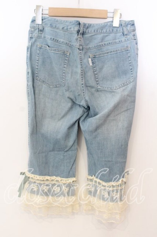 画像4: PINK HOUSE / 裾レースデニムパンツ M ブルー O-25-12-19-060-LO-PA-OW-OS (4)