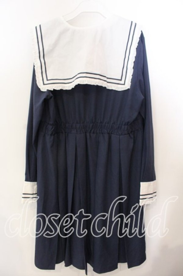 画像3: FLC / 皆方由衣さんコラボ/セーラーカラーワンピース 3L ネイビー O-25-12-19-065-0-OP-OW-OS (3)
