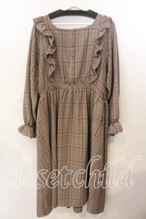 画像: m petit by misako / チェックワンピース 4L ブラウン O-25-12-19-069-LO-OP-OW-OS