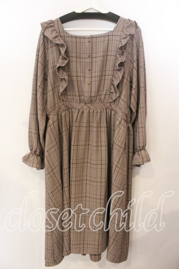 画像1: m petit by misako / チェックワンピース 4L ブラウン O-25-12-19-069-LO-OP-OW-OS (1)