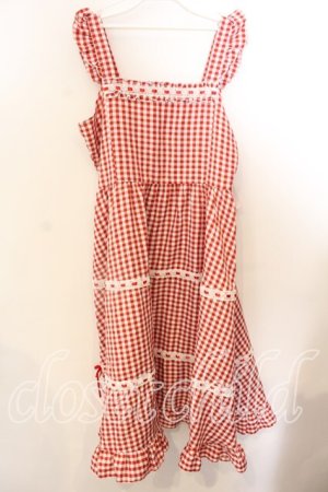 画像: Cherirulu Chocola / ギンガムチェックジャンパースカート LL アカ O-25-12-19-070-0-OP-OW-OS