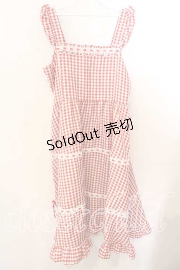 画像1: Cherirulu Chocola / ギンガムチェックジャンパースカート LL アカ O-25-12-19-070-0-OP-OW-OS (1)