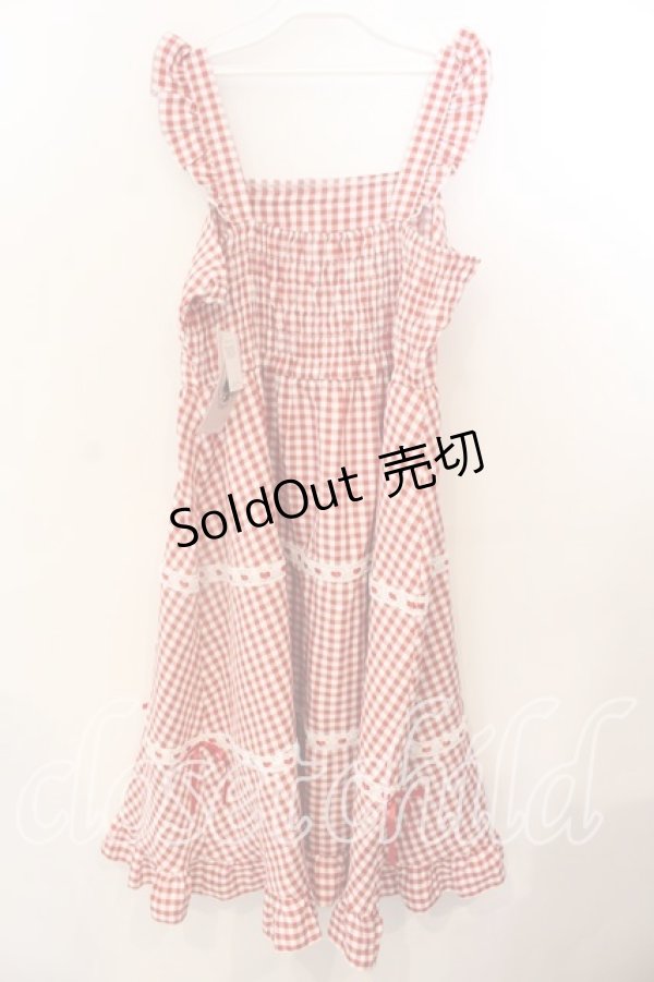 画像2: Cherirulu Chocola / ギンガムチェックジャンパースカート LL アカ O-25-12-19-070-0-OP-OW-OS (2)