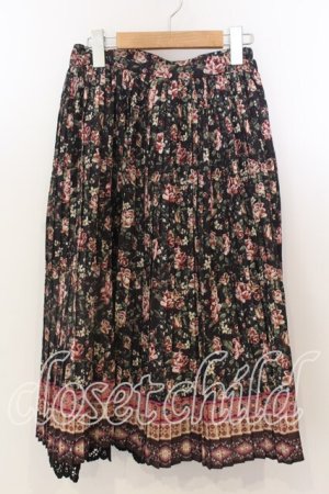 画像: axes femme NOSTALGIE / パネル柄プリーツスカート M クロ O-25-12-19-008-AX-SK-OW-OS