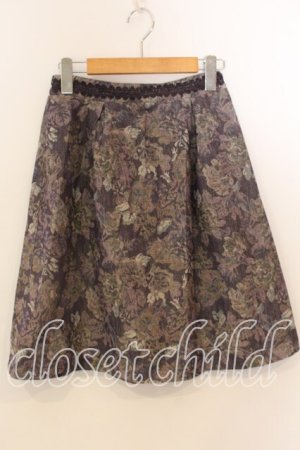 画像: axes femme / ゴブラン柄ミドル丈スカート M パープル系 O-25-12-19-013-AX-SK-OW-OS
