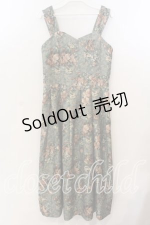 画像: an another angelus / カーテンフラワー柄ジャンパースカート F グリーン O-25-12-19-018-CA-OP-OW-OS