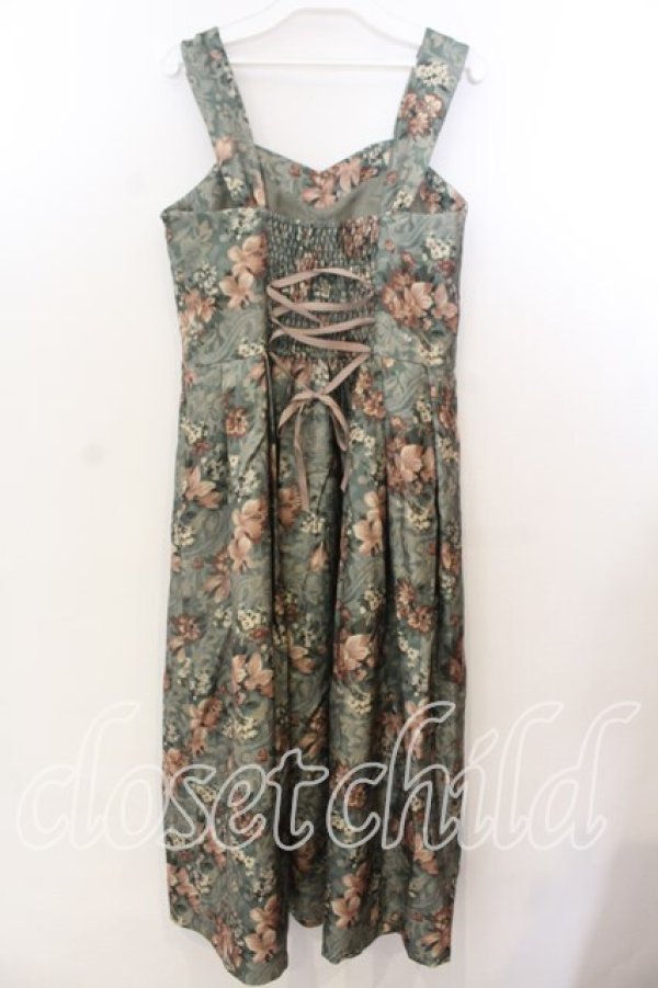 画像3: an another angelus / カーテンフラワー柄ジャンパースカート F グリーン O-25-12-19-018-CA-OP-OW-OS (3)