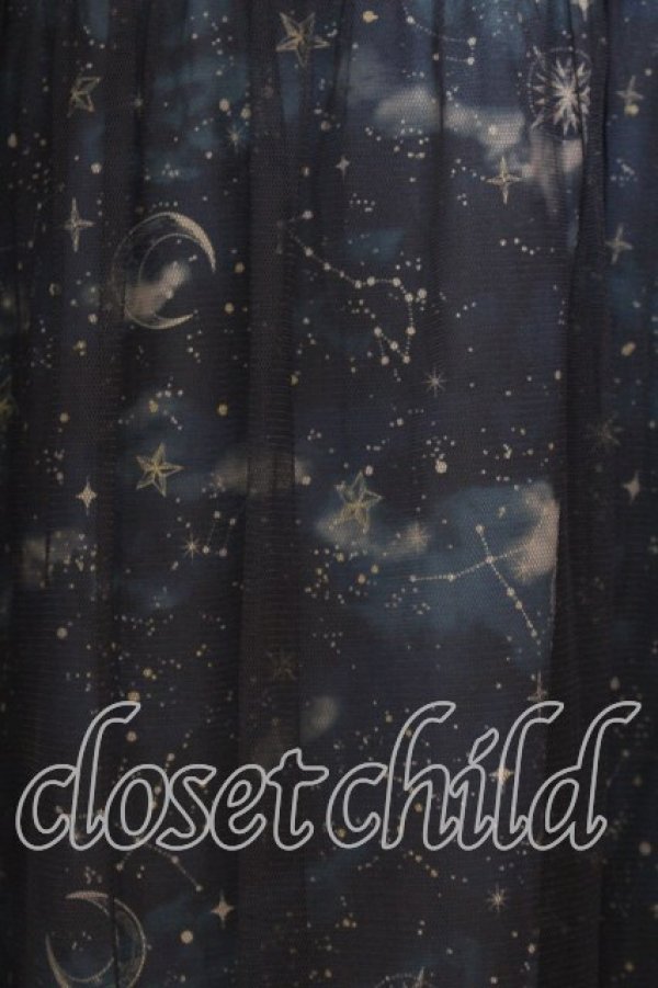 画像2: axes femme / 夏の星空チュールシャツワンピース F ネイビー O-25-12-19-002-AX-OP-OW-OS (2)