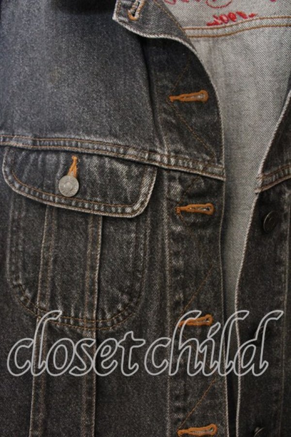 画像2: WONDERFUL WORLD / ロゴ刺繍デニムジャケット  クロ O-25-12-19-024-LO-JA-OW-OS (2)