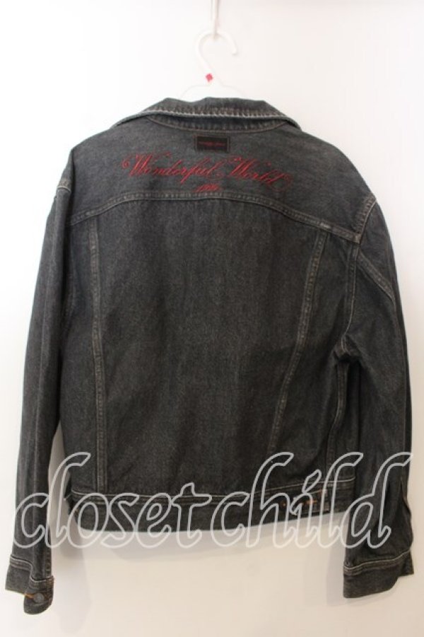 画像4: WONDERFUL WORLD / ロゴ刺繍デニムジャケット  クロ O-25-12-19-024-LO-JA-OW-OS (4)