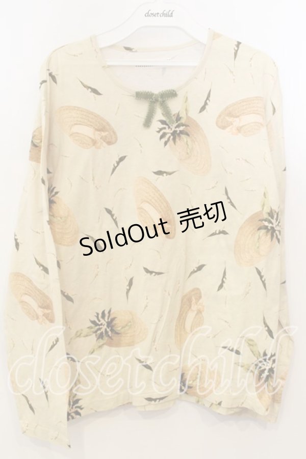 画像1: KANEKO ISAO / 麦わら帽子と鈴蘭柄カットソー  イエロー系 O-25-12-19-026-EL-TO-OW-ZT558 (1)