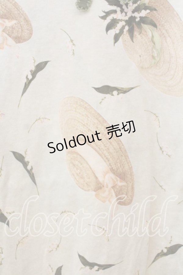 画像2: KANEKO ISAO / 麦わら帽子と鈴蘭柄カットソー  イエロー系 O-25-12-19-026-EL-TO-OW-ZT558 (2)