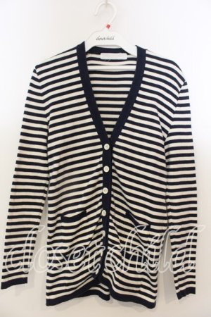 画像: PINK HOUSE / ミニポケット使いボーダーカーディガン  シロ×ネイビー O-25-12-19-029-LO-TO-OW-OS