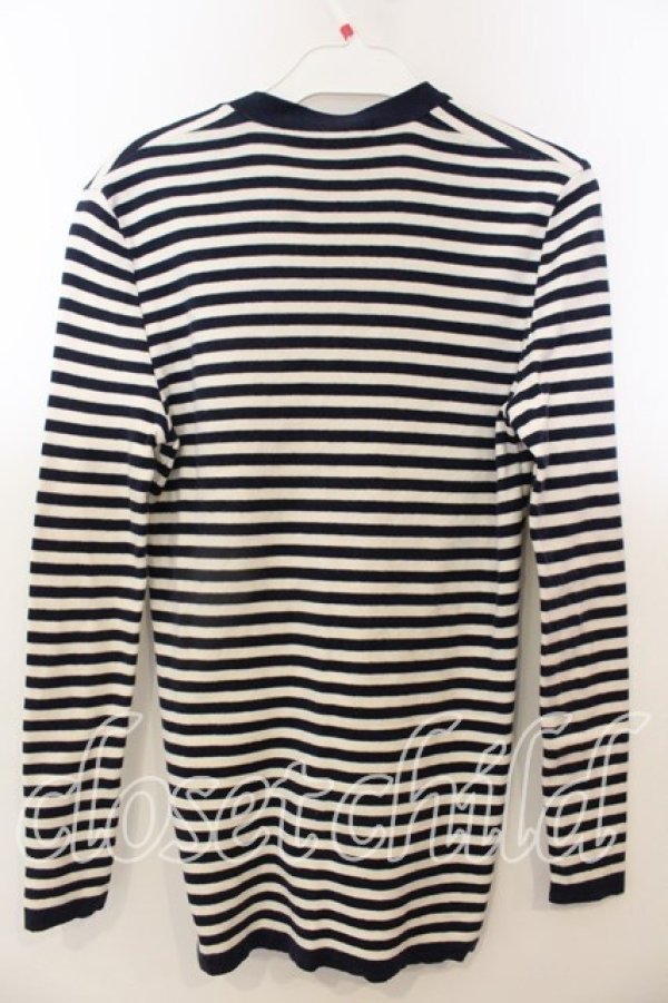 画像4: PINK HOUSE / ミニポケット使いボーダーカーディガン  シロ×ネイビー O-25-12-19-029-LO-TO-OW-OS (4)