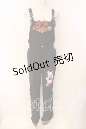 画像: ALICE and the PIRATES / クリスのもこもこワッペンサロペットパンツ  クロ O-25-12-20-004-PA-PA-OW-OS