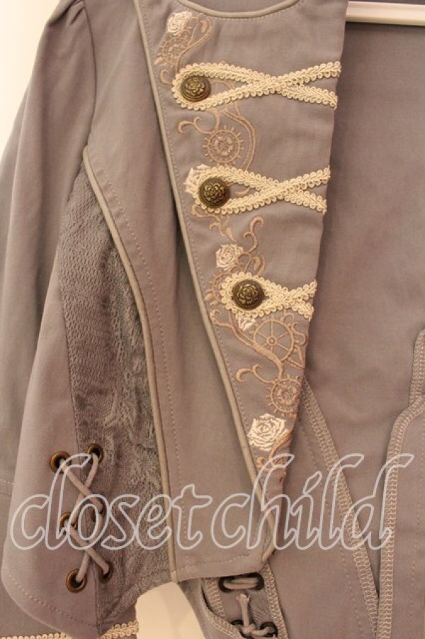 画像2: Ozz oneste / Star wizardマント付きショートジャケット  ブルーグレー O-25-12-20-028-OO-TO-OW-OS (2)