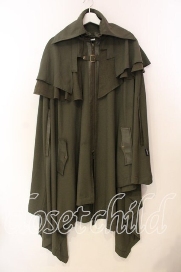 画像1: Ozz Croce / ケープデザインロングマント  グリーン O-25-12-20-029-OO-CO-OW-OS (1)