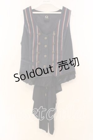 画像: Ozz oneste / レジメンタルストライプバッスルベスト  ネイビー O-25-12-20-030-OO-TO-OW-OS