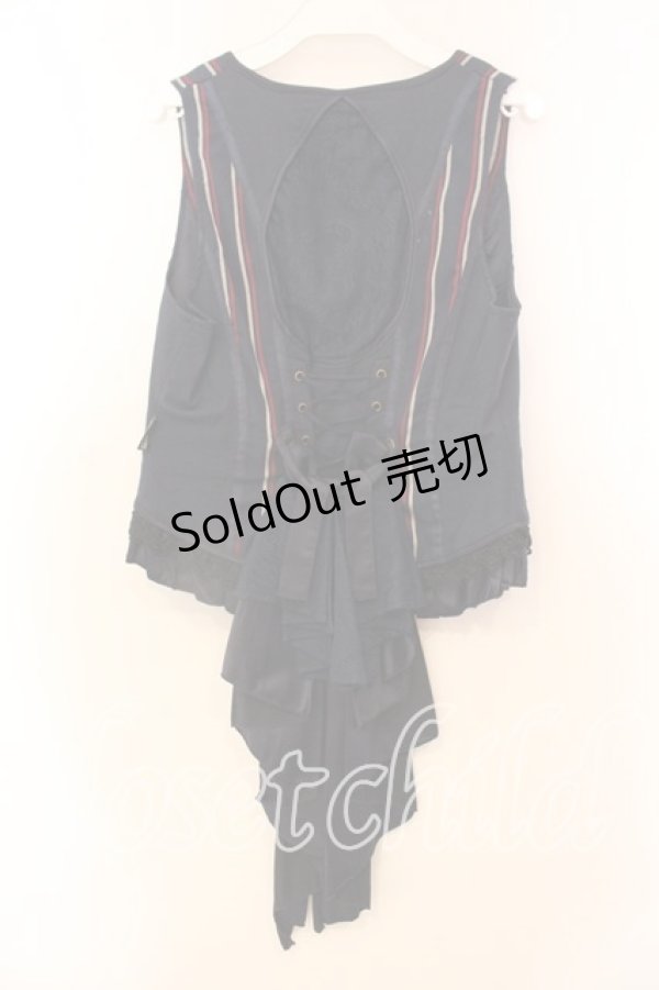 画像3: Ozz oneste / レジメンタルストライプバッスルベスト  ネイビー O-25-12-20-030-OO-TO-OW-OS (3)