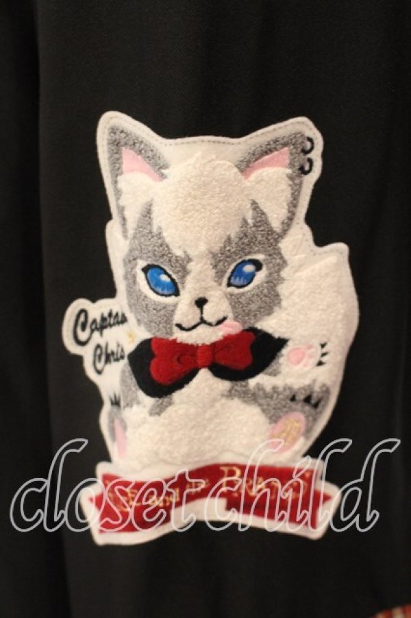 画像3: ALICE and the PIRATES / クリスのもこもこワッペンサロペットパンツ  クロ O-25-12-20-004-PA-PA-OW-OS (3)