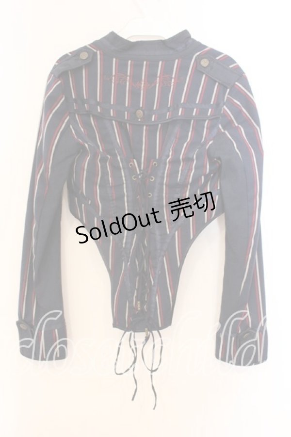 画像3: Ozz oneste / ストライプショートジャケット  ネイビー O-25-12-20-031-OO-JA-OW-OS (3)