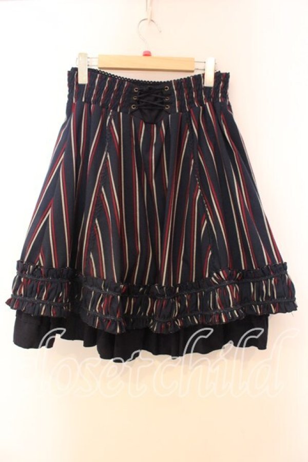 画像3: Ozz oneste / ストライプレイヤードスカート  ネイビー O-25-12-20-032-OO-SK-OW-OS (3)