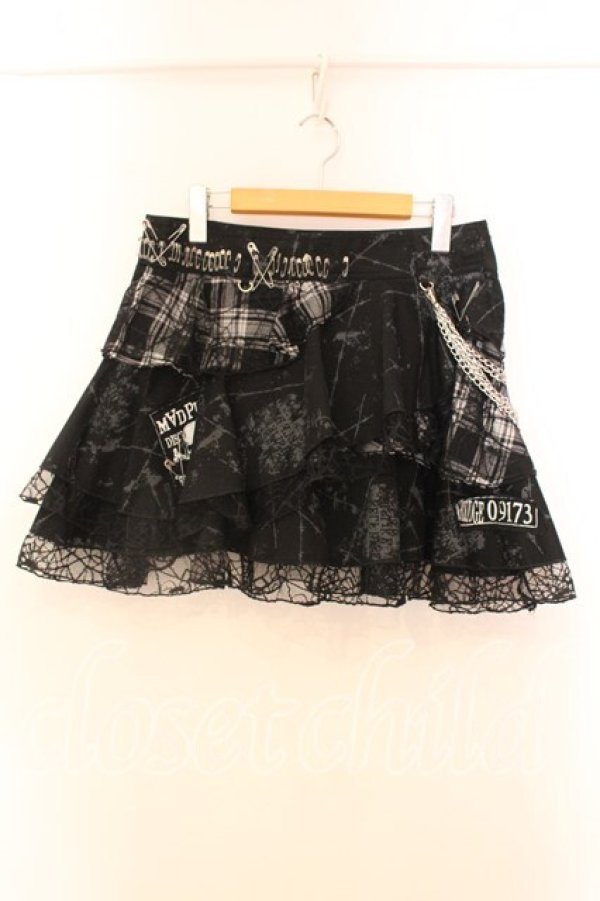 画像1: MAD / パッチ配色チェックティアードスカート M ブラック O-25-12-20-033-PU-SK-OW-OS (1)