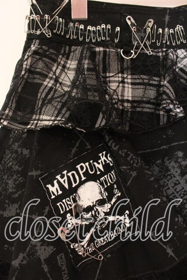 画像2: MAD / パッチ配色チェックティアードスカート M ブラック O-25-12-20-033-PU-SK-OW-OS (2)