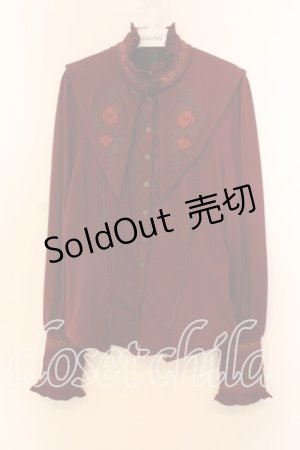 画像: Ozz oneste / 和チャイナ刺繍裏起毛ブラウス  ワイン O-25-12-20-037-OO-BL-OW-OS
