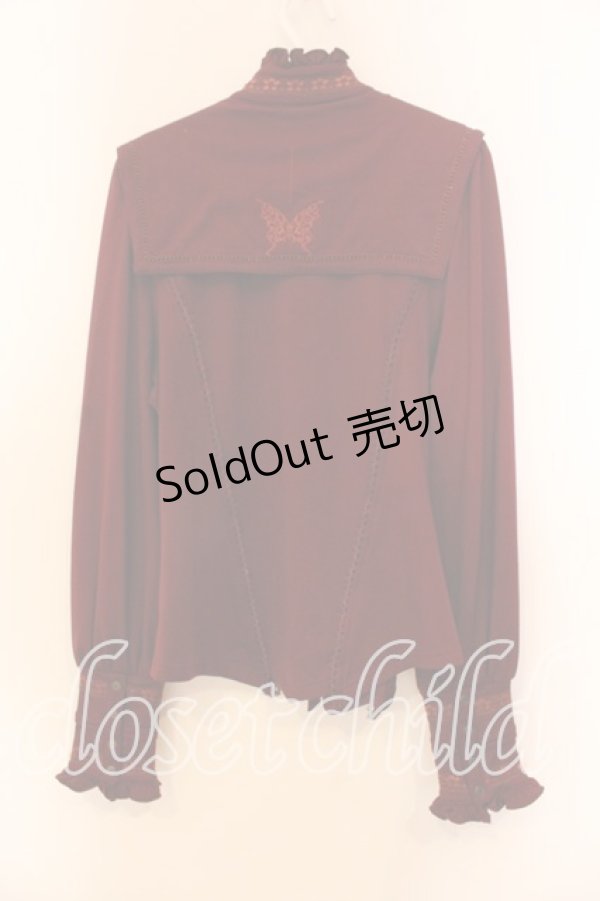 画像3: Ozz oneste / 和チャイナ刺繍裏起毛ブラウス  ワイン O-25-12-20-037-OO-BL-OW-OS (3)