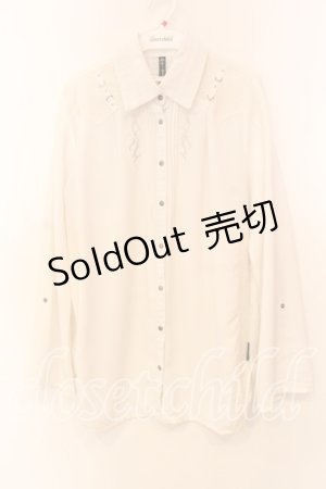 画像: Ozz Croce / ネット切替ブラウス  ホワイト O-25-12-20-038-OO-BL-OW-OS