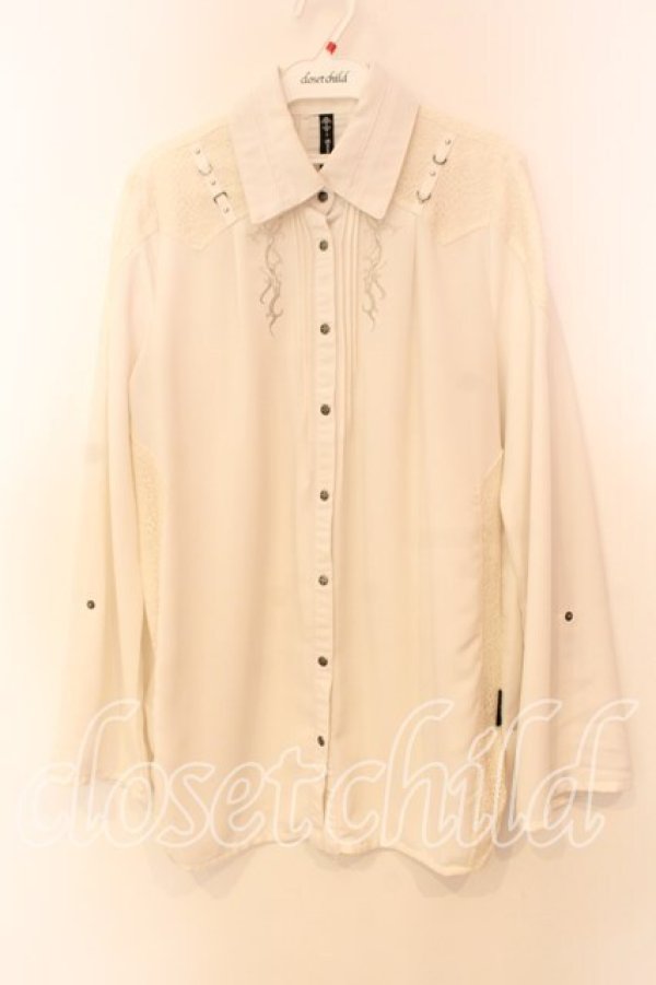 画像1: Ozz Croce / ネット切替ブラウス  ホワイト O-25-12-20-038-OO-BL-OW-OS (1)