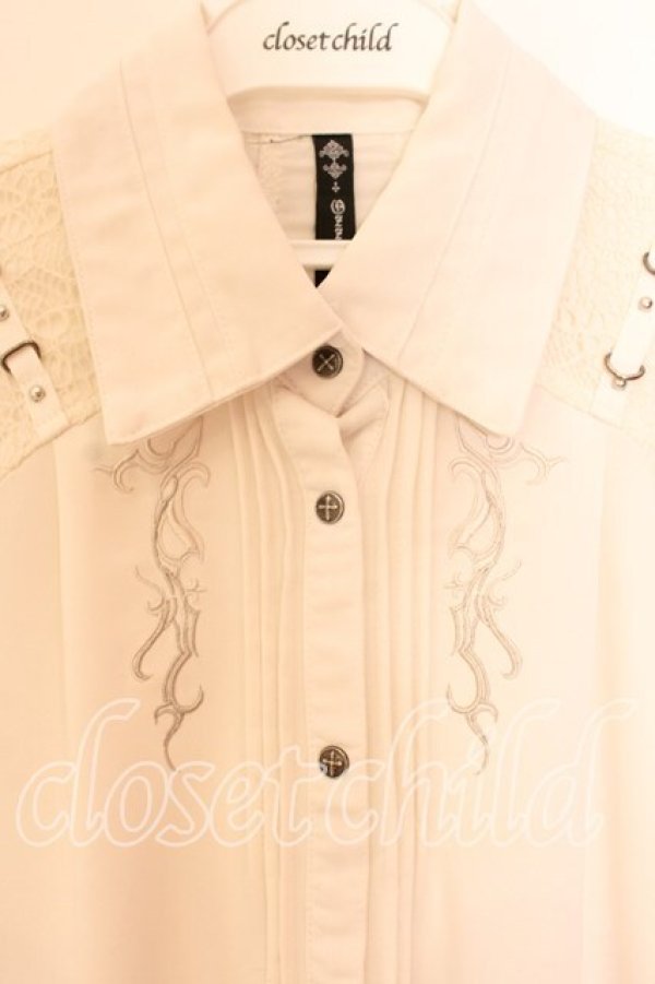 画像2: Ozz Croce / ネット切替ブラウス  ホワイト O-25-12-20-038-OO-BL-OW-OS (2)