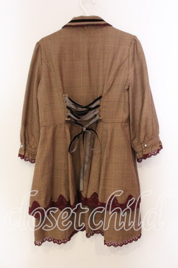 画像2: axes femme / チェックペプラムシャツチュニック  ブラウン O-25-12-20-044-AX-OP-IG-OS (2)