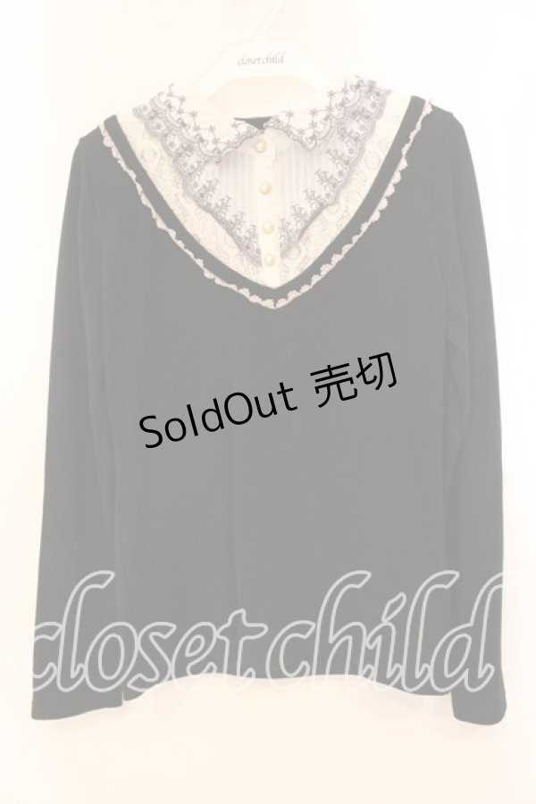 画像1: axes femme / レイヤード風カットソー  クロ×オフシロ O-25-12-20-047-AX-TO-IG-OS (1)